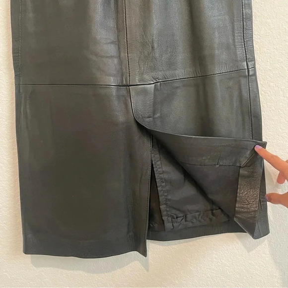 Vintage Enrique Hidalgo Pedrola Leather Maxi Skirt Black   Small - Picture 4 of 15